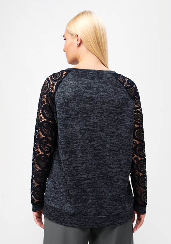 Джемпер с круглым вырезом и ажурными рукавами шир.  580, рис. 9