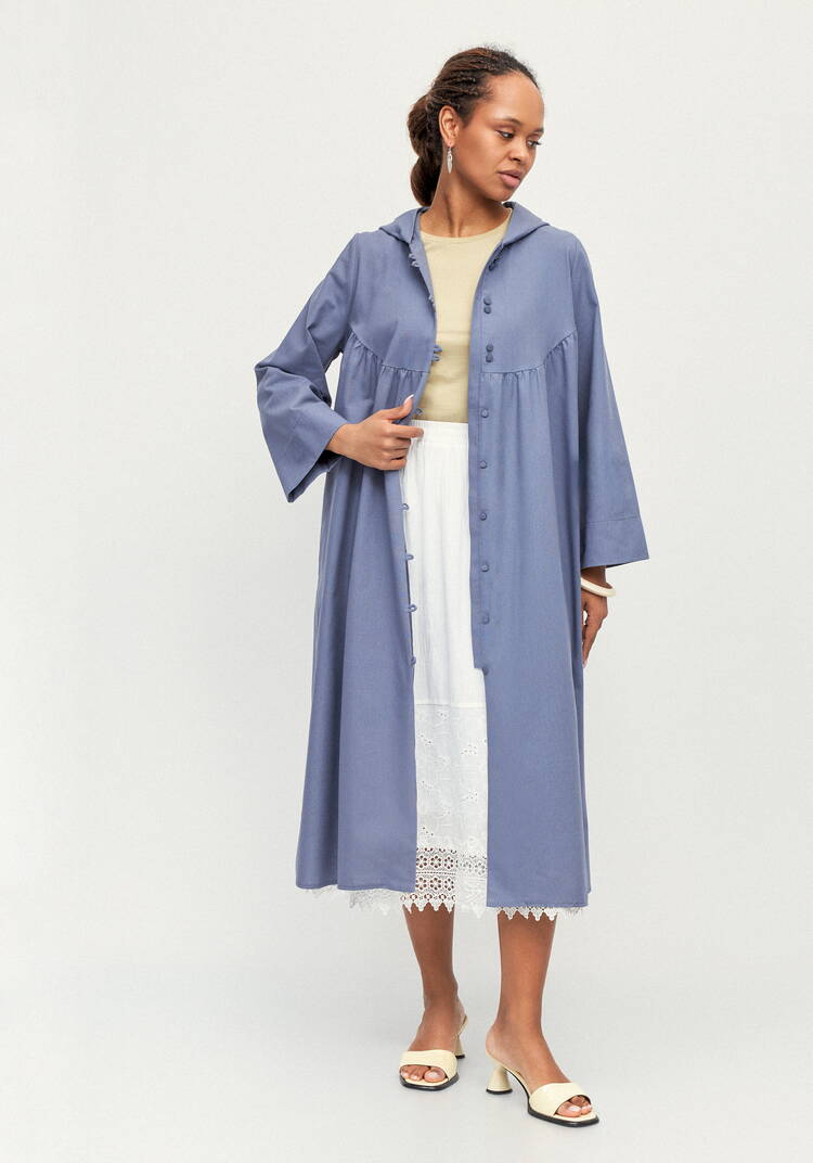 Платье-тренч с капюшоном изо льна шир.  750, рис. 17