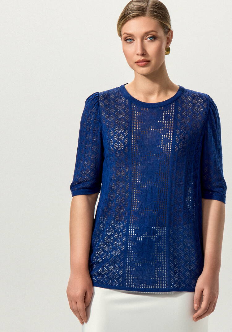 Джемпер с ажурным рисунком и защипами шир.  750, рис. 26