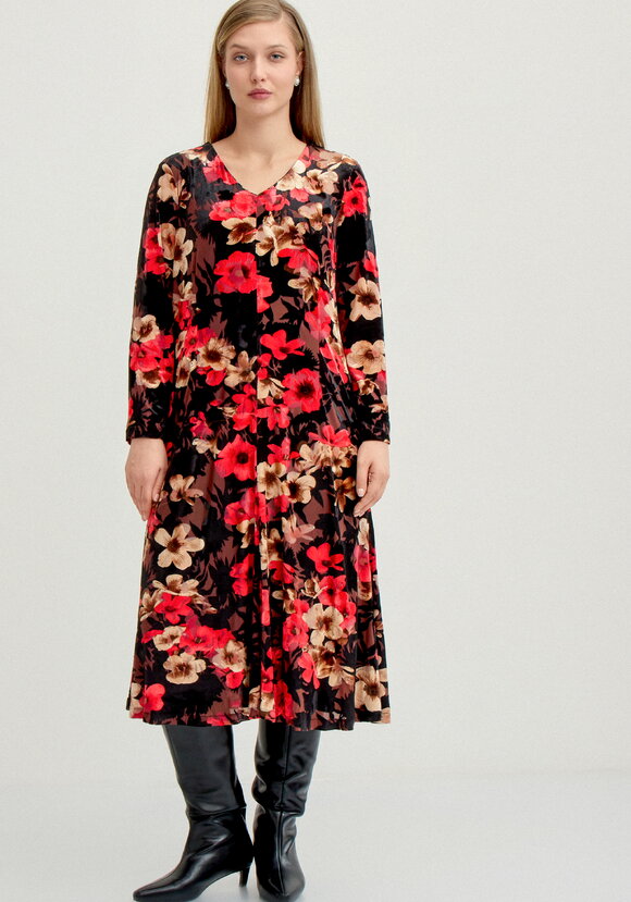 Платье бархатное с цветочным принтом шир.  580, рис. 4