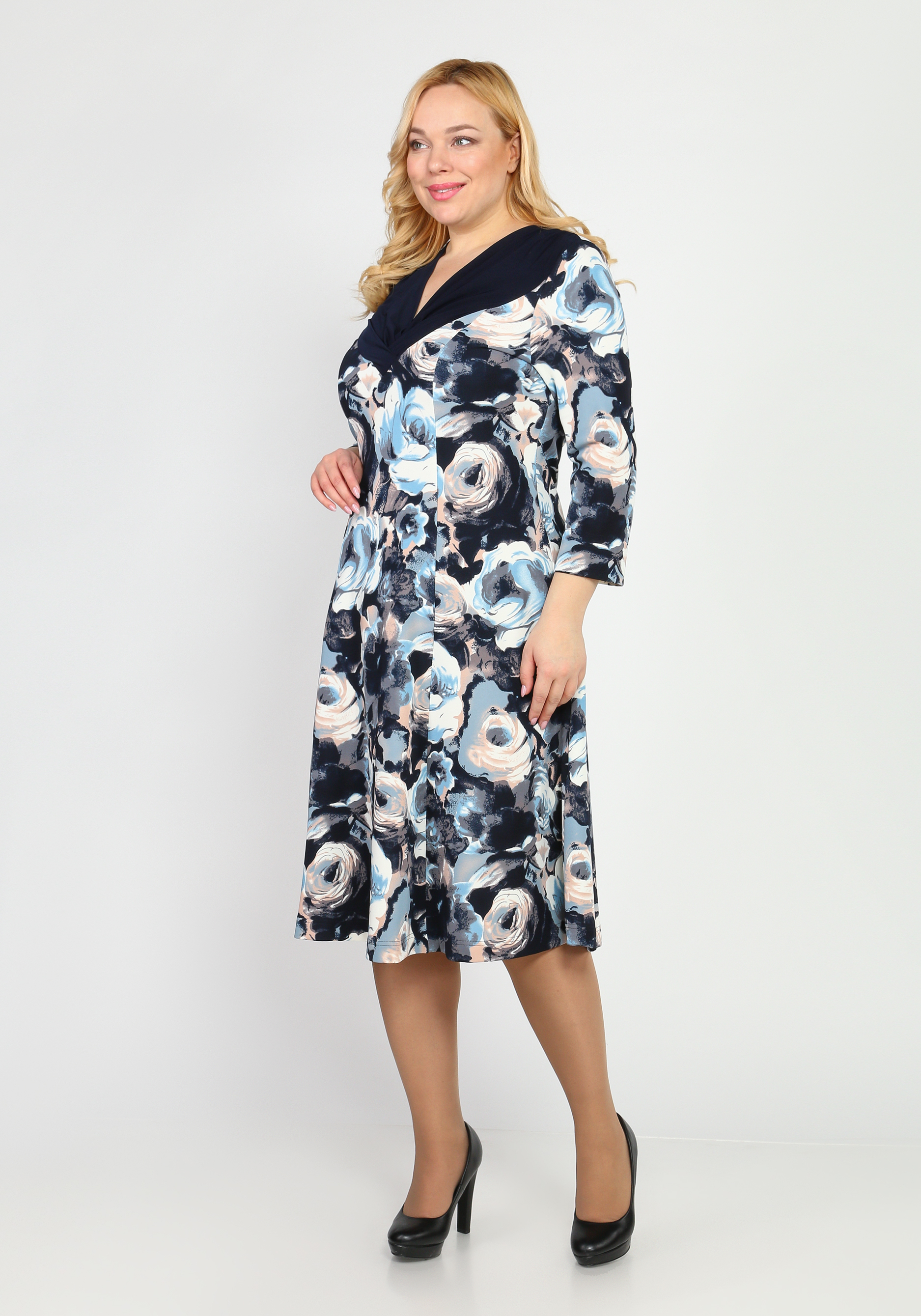 Платье "Чудесная встреча" GalaGrosso, размер 50, цвет сине-белый - фото 5