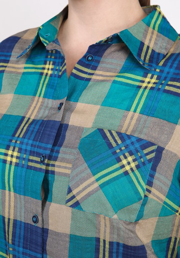 Блуза Стильная клетка шир.  580, рис. 8