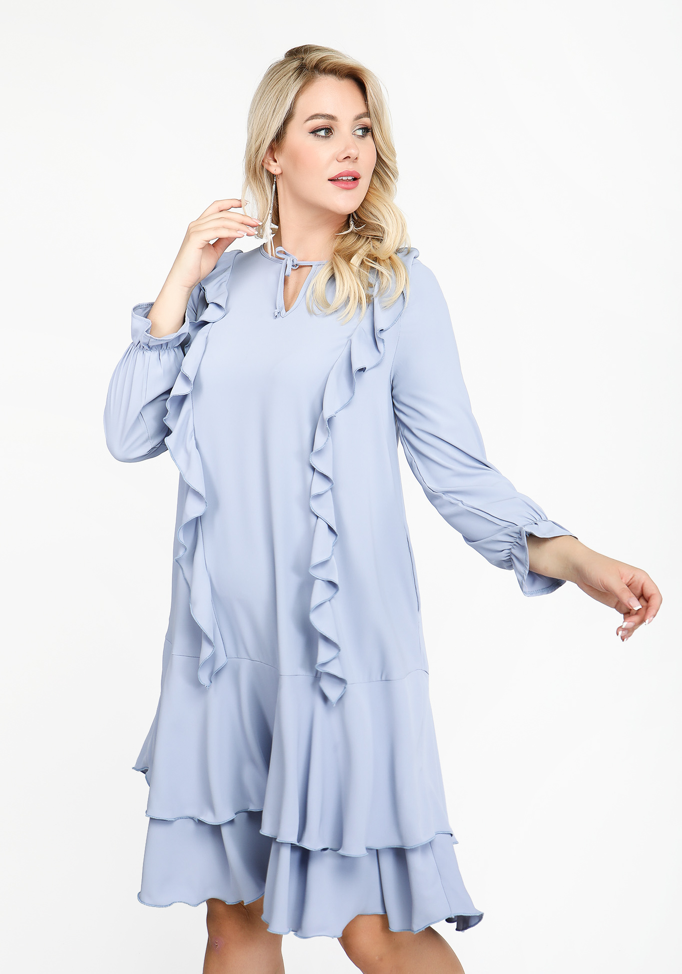 

Платье с рюшами, Голубой