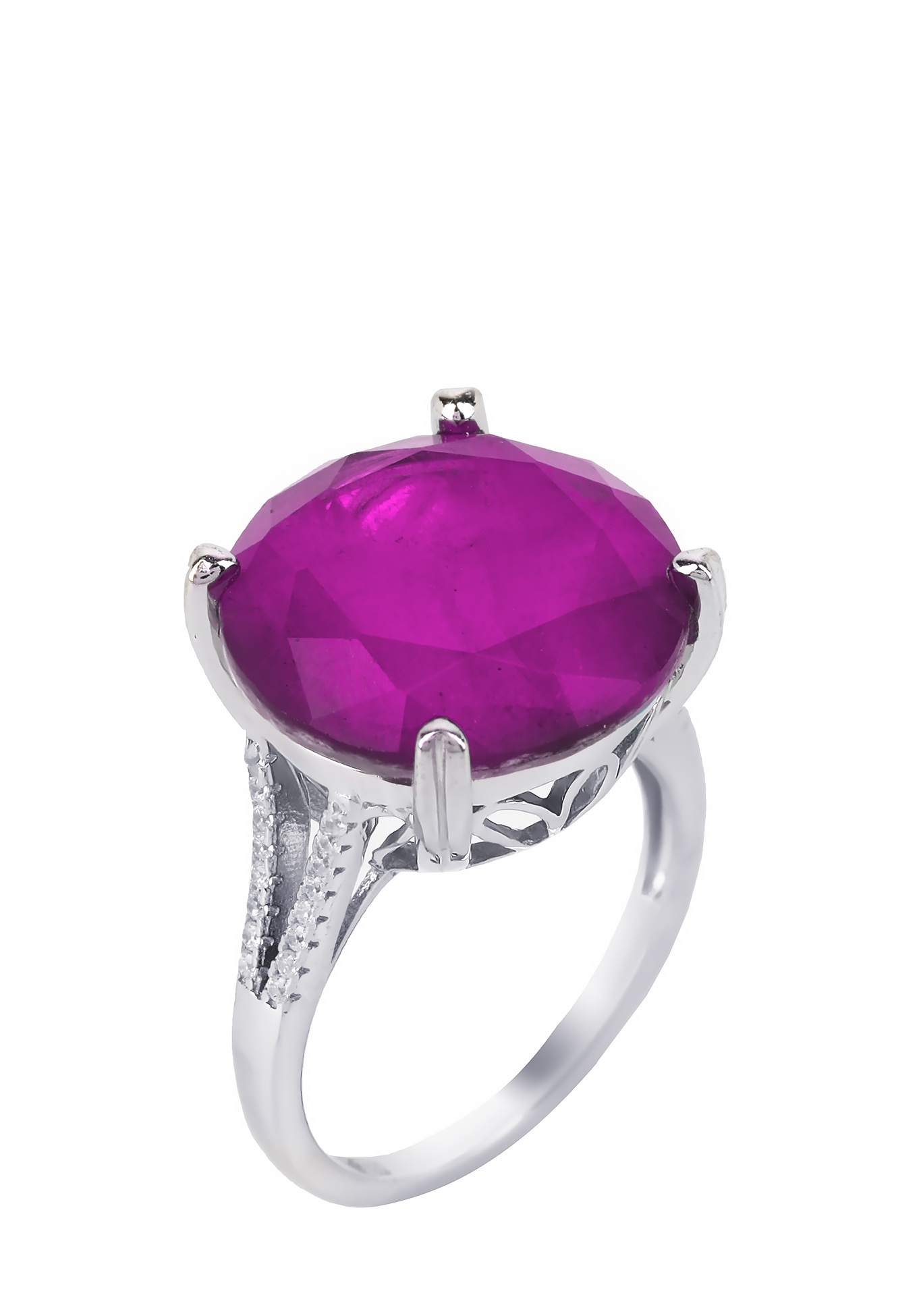 Кольцо серебряное "Леди" Fresh Jewelry, размер 19, цвет сиреневый солитер, сплит шенк - фото 1