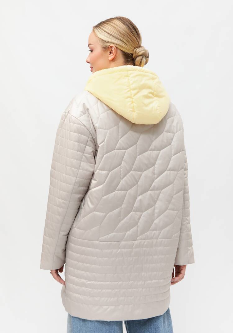Куртка стеганая с контрастным капюшоном шир.  750, рис. 3