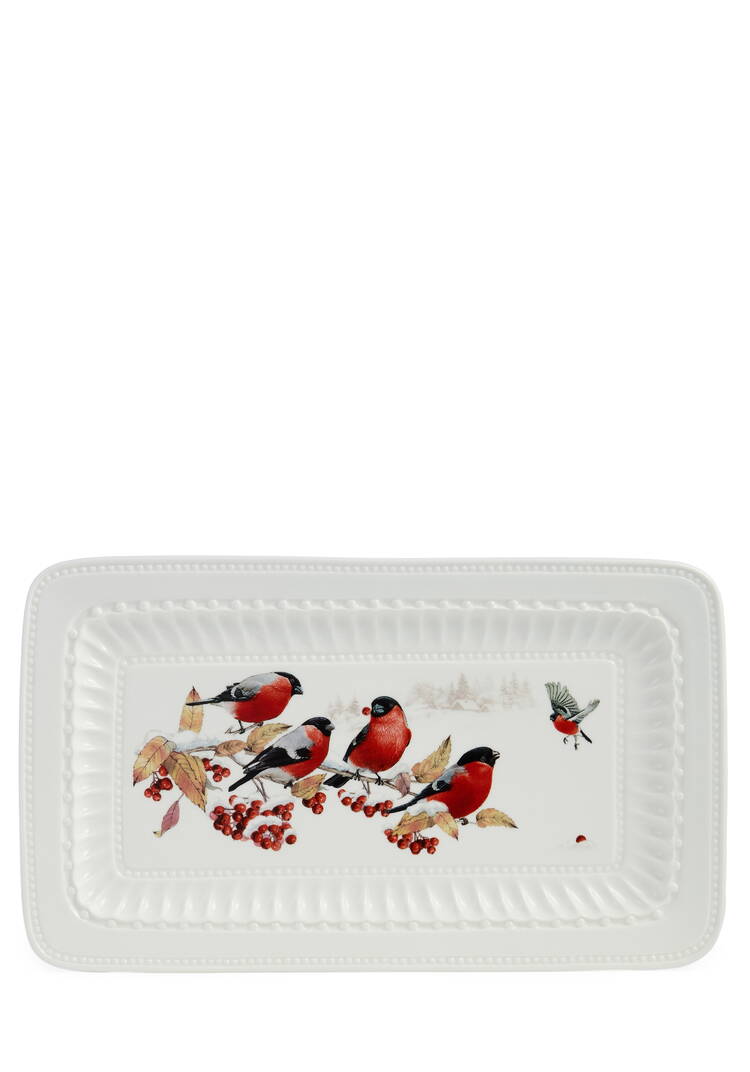 Блюдо фарфоровое прямоугольное Снегири шир.  750, рис. 4