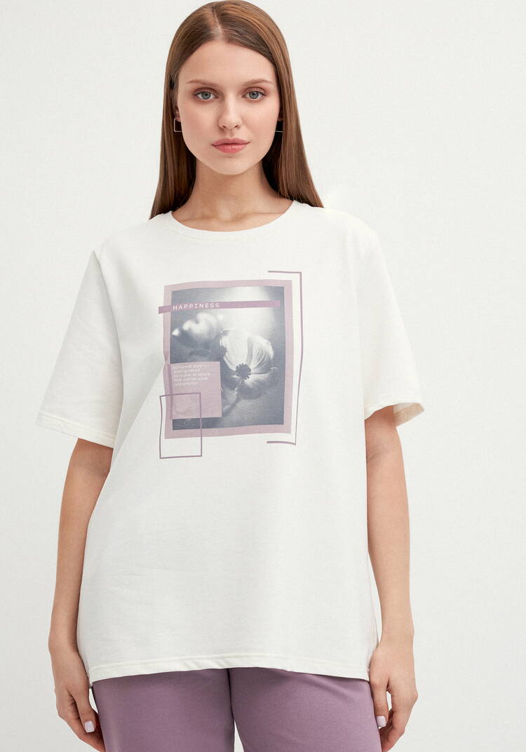 Костюм с флористическим принтом на футболке шир.  750, рис. 36