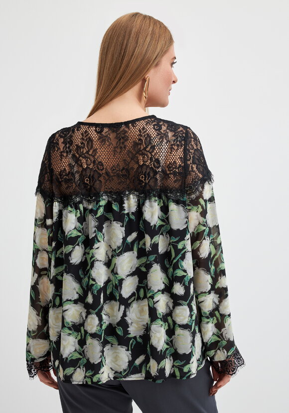 Блуза с цветочным принтом и кружевом шир.  580, рис. 9