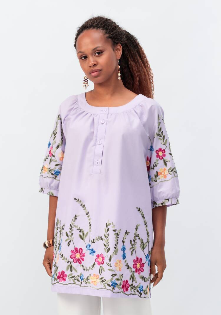 Блуза с цветочной вышивкой и рукавом реглан шир.  750, рис. 14