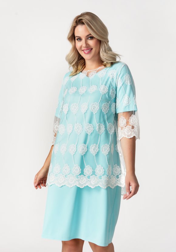 Платье двойка с гипюровой накидкой шир.  580, рис. 13