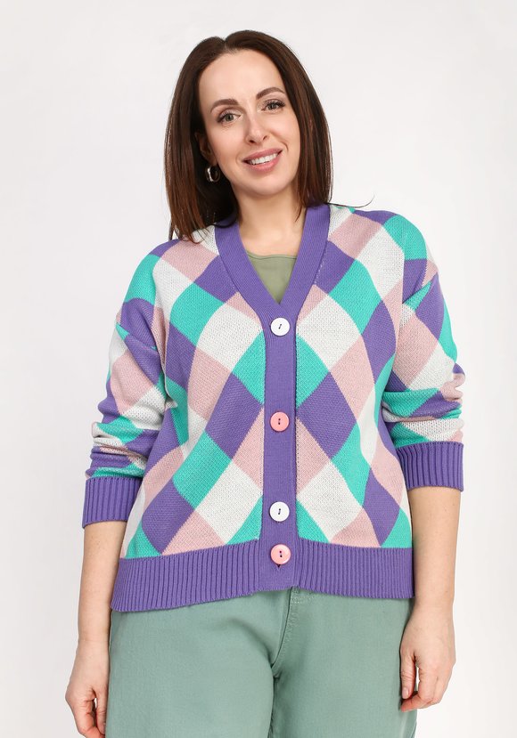 Кардиган Яркие ромбы шир.  580, рис. 16