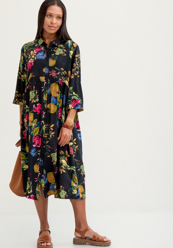 Платье рубашка с тропическим принтом шир.  580, рис. 7