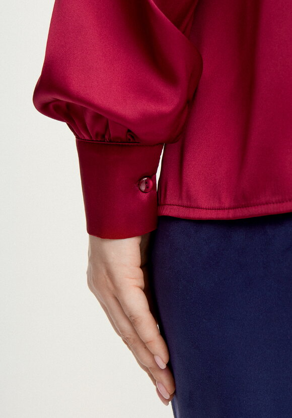 Блуза шелковая на пуговицах с бантом шир.  580, рис. 6