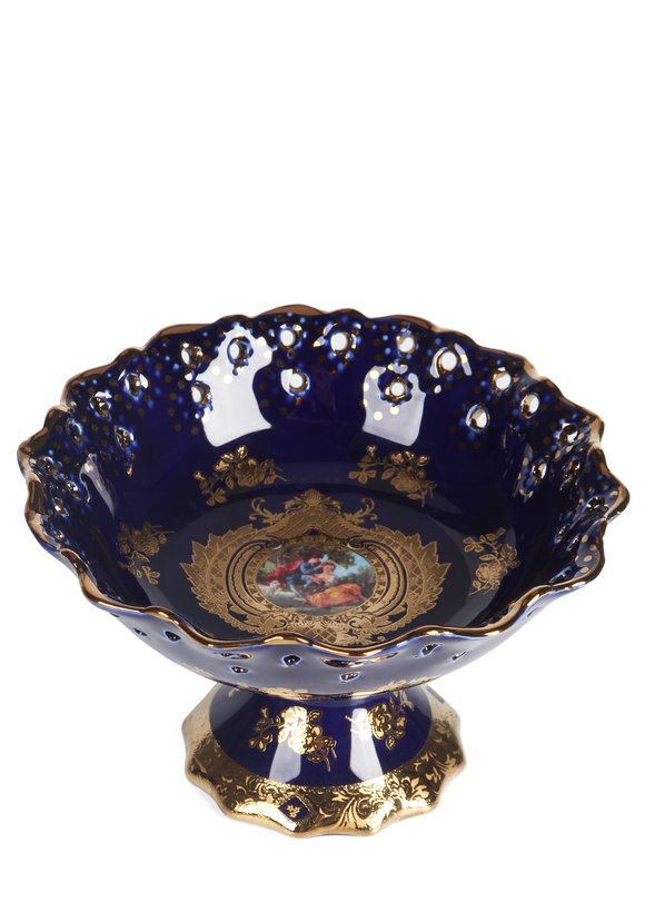 Конфетница на ножке кобальт Влюблённая пара шир.  580, рис. 2