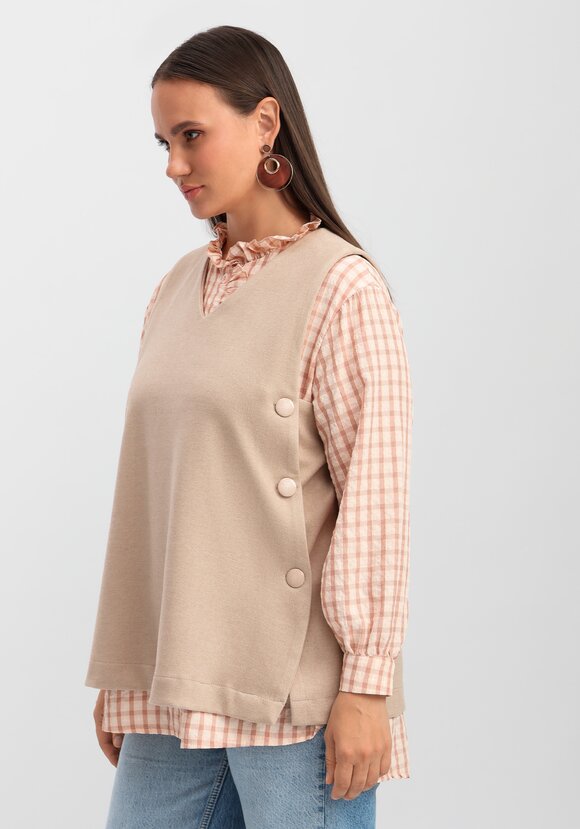 Жилет А-силуэта с дизайнерской застёжкой шир.  580, рис. 8