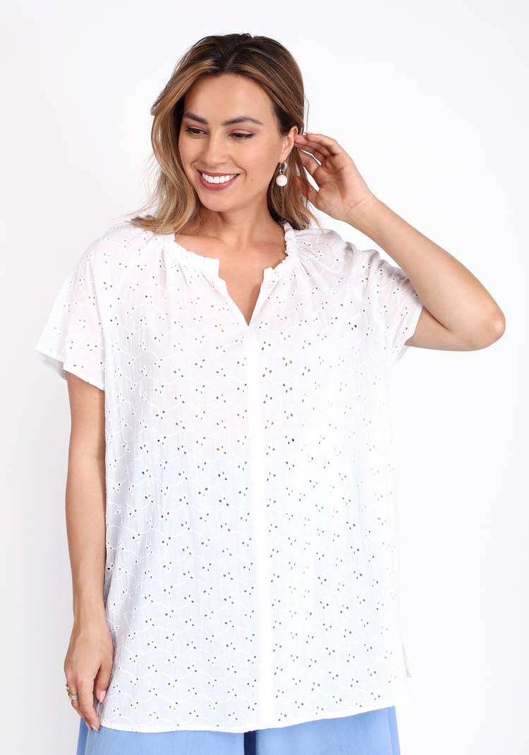 Блуза из шитья с коротким рукавом шир.  750, рис. 5