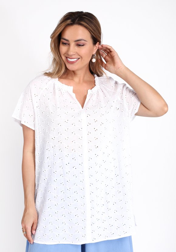 Блуза из шитья с коротким рукавом шир.  580, рис. 5