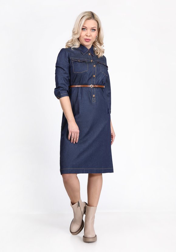 Платье из джинсовой ткани с карманами шир.  580, рис. 1