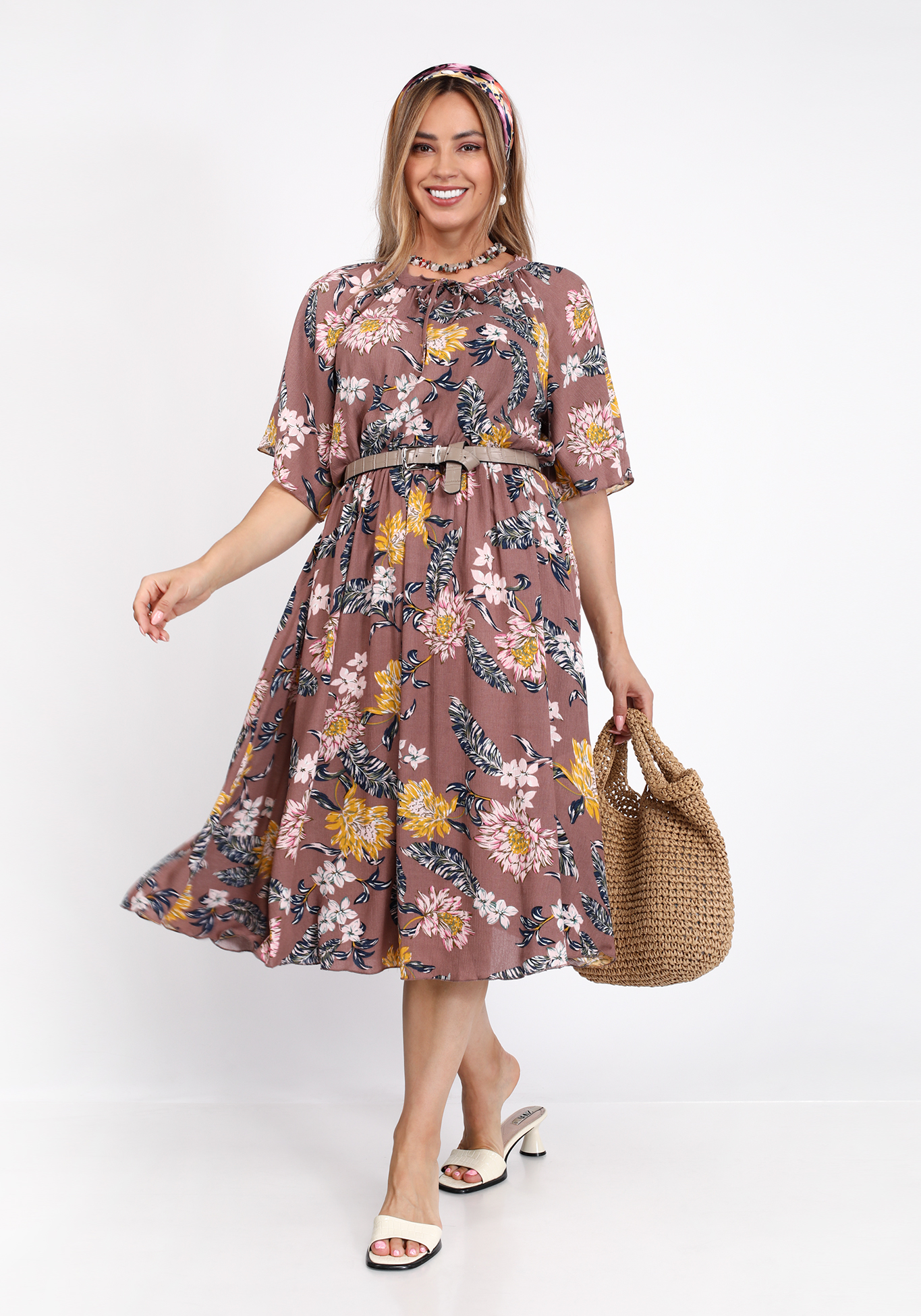 Платье миди с ярким цветочным принтом Bianka Modeno, размер 50 - фото 4