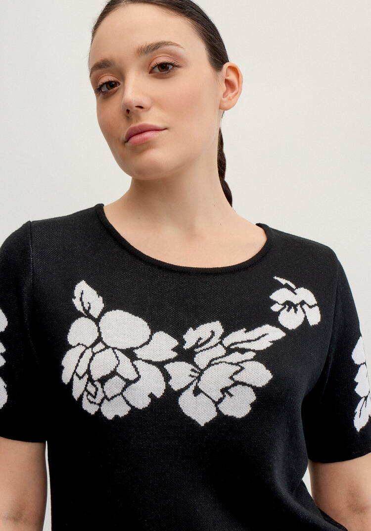 Джемпер с цветами по полочке и рукавам шир.  750, рис. 4