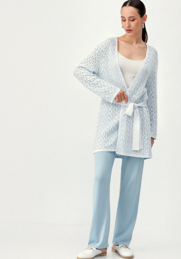 Кардиган ажурной вязки шир.  580, рис. 17