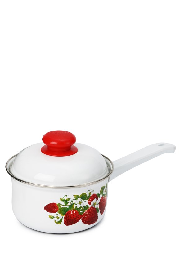 Ковш эмалированный с крышкой Клубника шир.  580, рис. 6