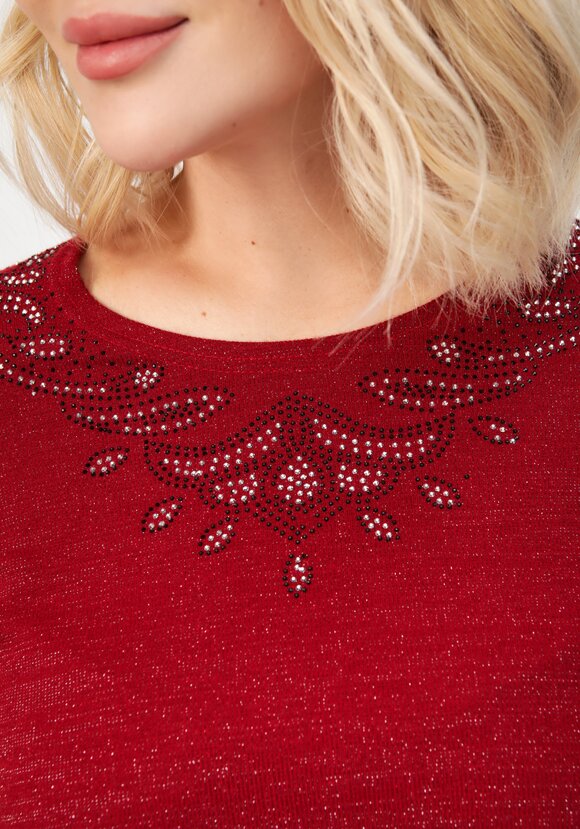 Блуза с декором из страз по горловине шир.  580, рис. 6