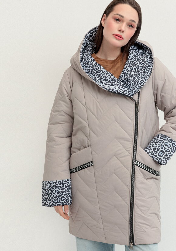 Куртка стеганая с анималистичным принтом шир.  580, рис. 30