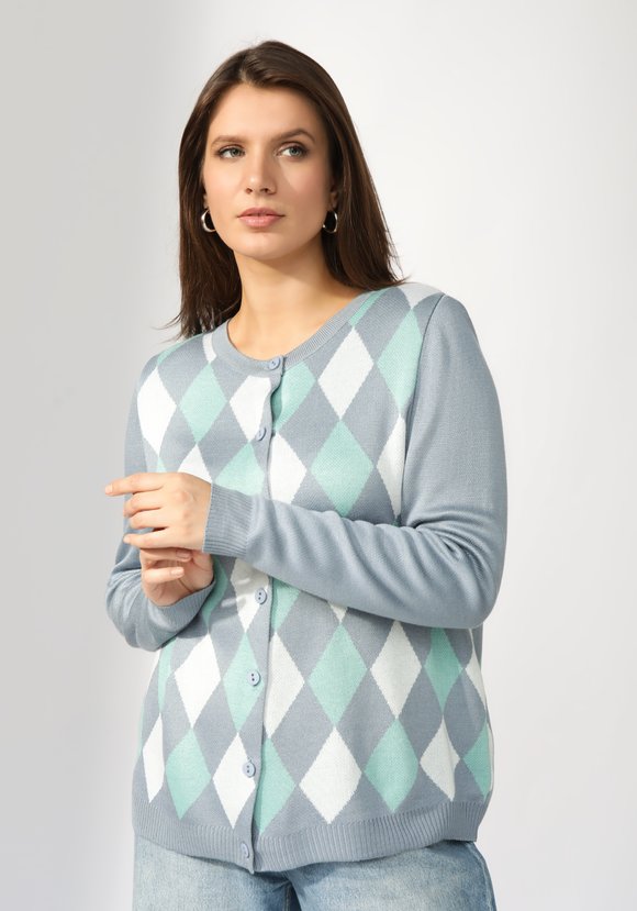 Кардиган с ромбами по полочке и спинке шир.  580, рис. 23