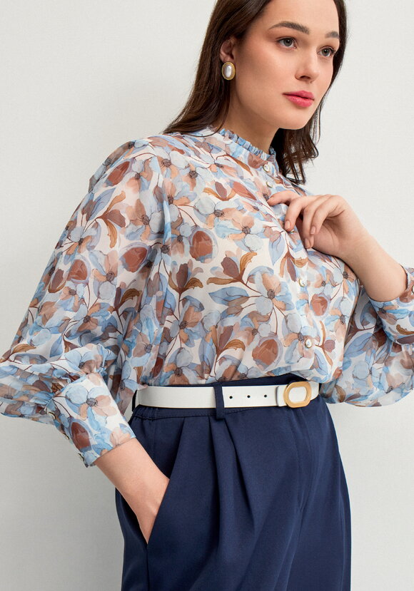 Блуза легкая с цветочным принтом шир.  580, рис. 1