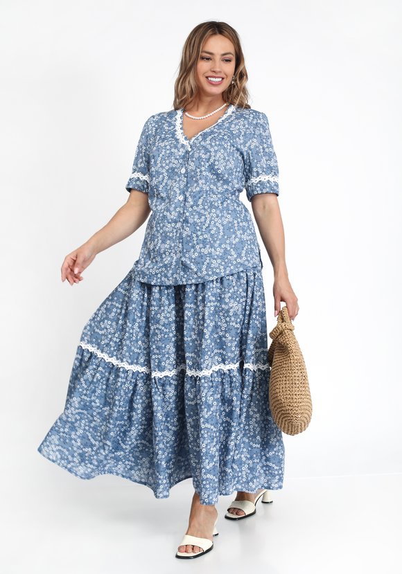 Блузка рукав 3/4 с отделкой кружевом шир.  580, рис. 7