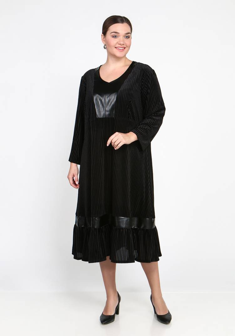 Платье с деталями из экокожи шир.  750, рис. 7