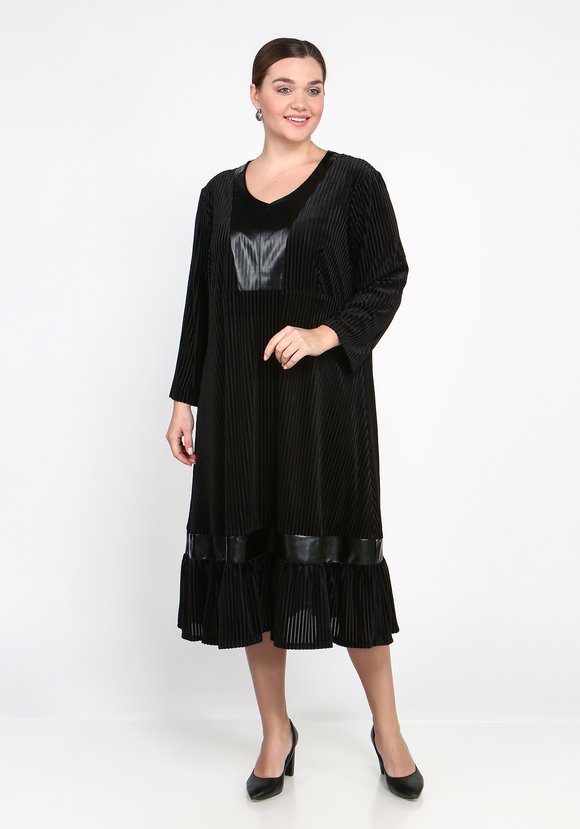 Платье с деталями из экокожи шир.  580, рис. 7