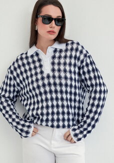 Джемпер структурной вязки с ажуром