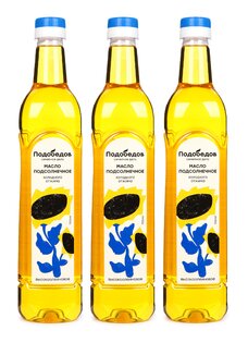 Масло подсолнечное нерафинированное, 3 шт.