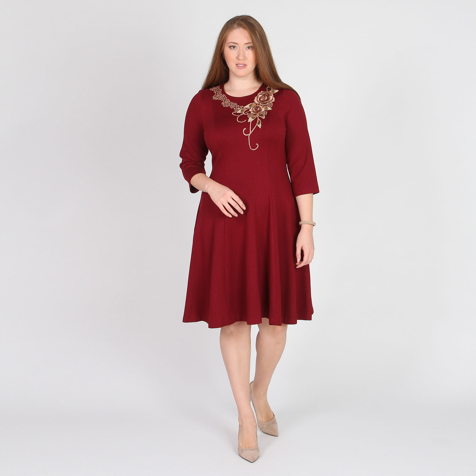 Платье-миди с расклешенной юбкой Elletto Life, цвет красный, размер 46 - фото 9