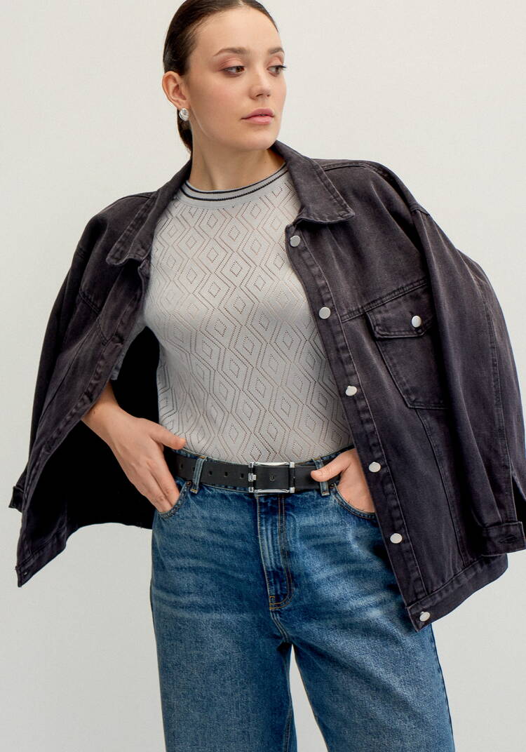 Джемпер с ажурными ромбами и метанитью шир.  750, рис. 15