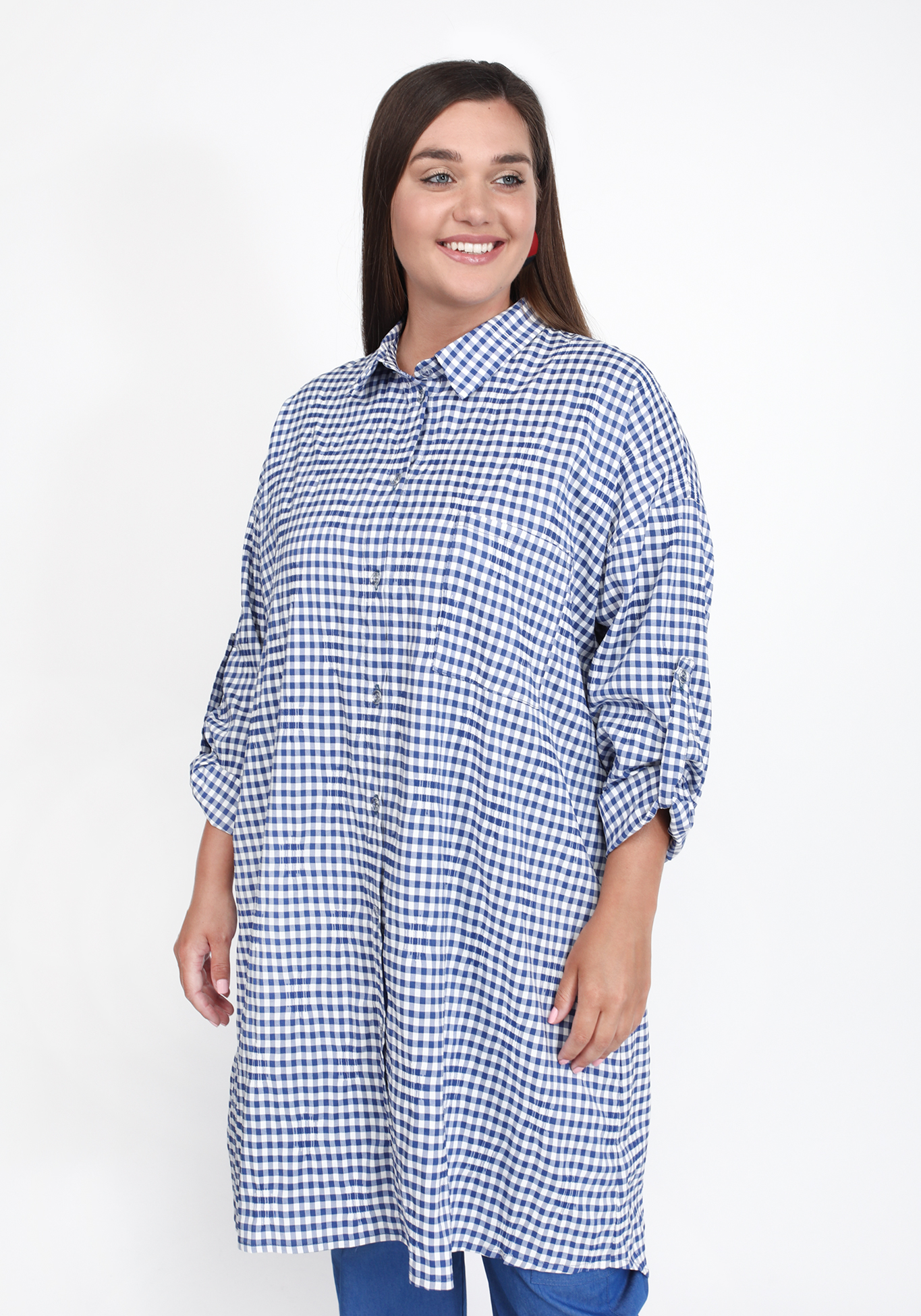 Рубашка удлиненная из хлопковой ткани Julia Weber, размер 56, цвет красный - фото 5