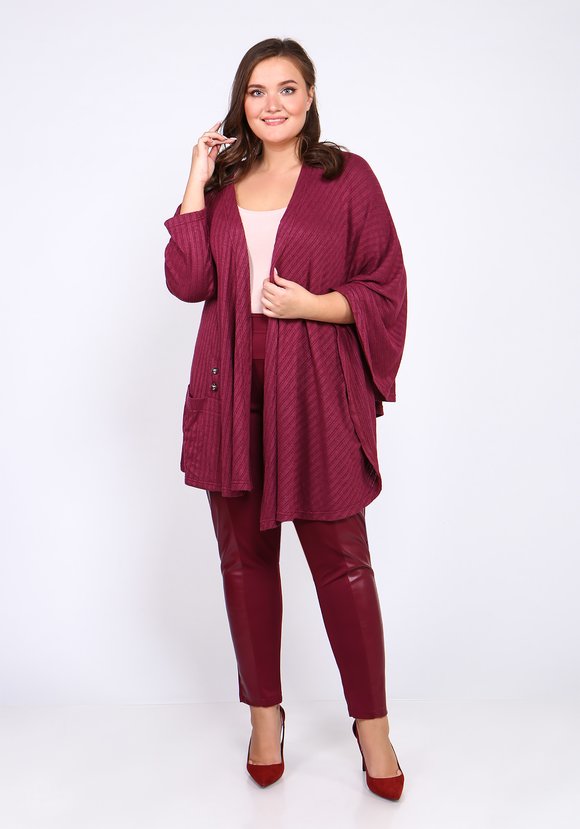 Кардиган асимметричного кроя с брошью шир.  580, рис. 1