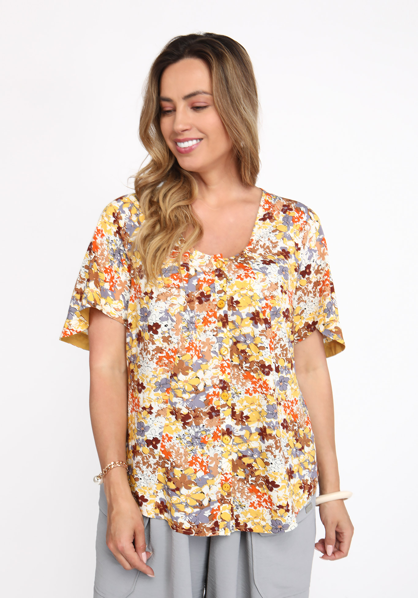 Блуза лёгкая с цветочным принтом GalaGrosso, размер 50 - фото 1
