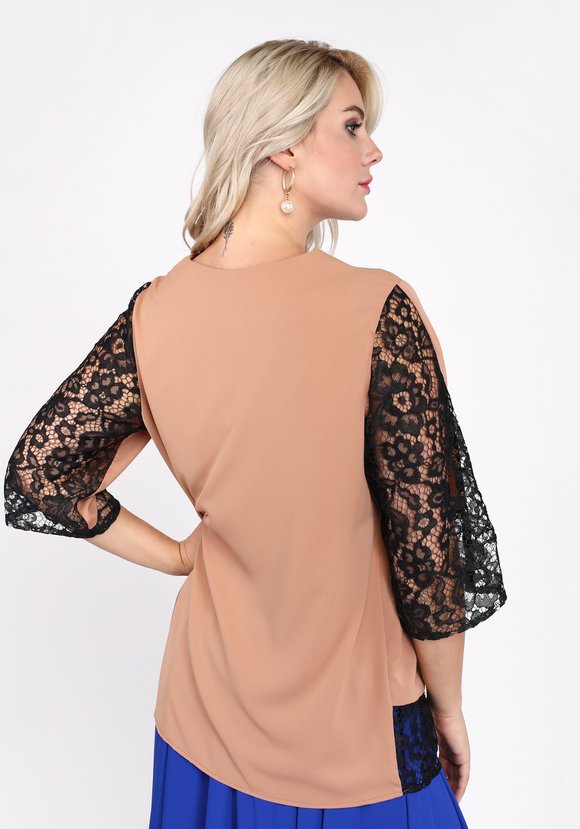 Блуза с отделкой из кружева и рукавом 3/4 шир.  580, рис. 2