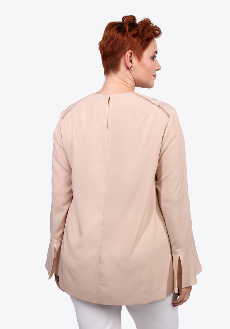Блуза прямого силуэта с гипюровыми вставками шир.  750, рис. 2