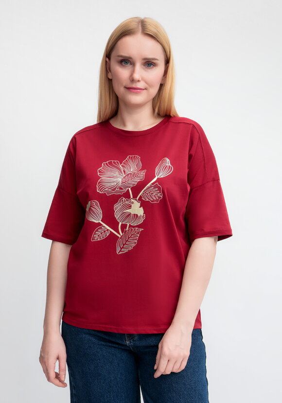 Футболка с принтом Золотой цветок шир.  580, рис. 9