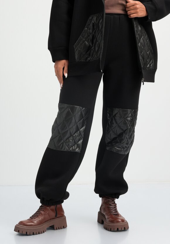 Брюки со вставками из стёганой ткани шир.  580, рис. 6