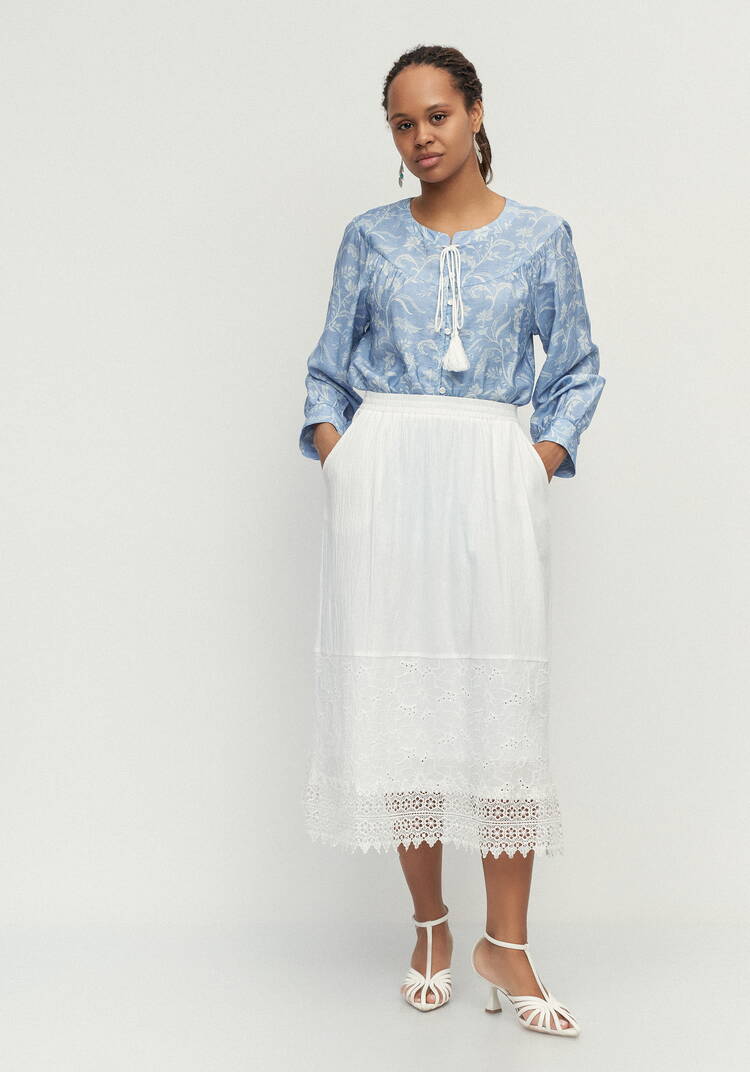 Юбка с кружевом Мишель шир.  750, рис. 8