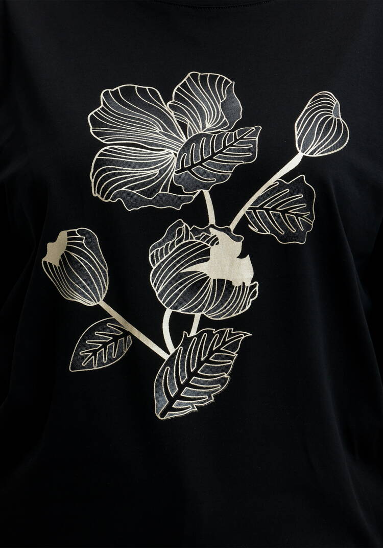 Футболка с принтом Золотой цветок шир.  750, рис. 30