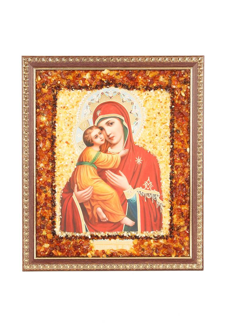 Икона из янтаря Божья Матерь шир.  750, рис. 1