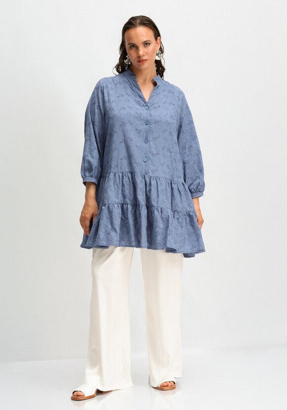 Туника из шитья с ярусами на пуговицах шир.  580, рис. 10