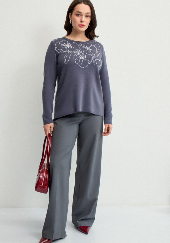 Джемпер с графичными цветами шир.  580, рис. 2