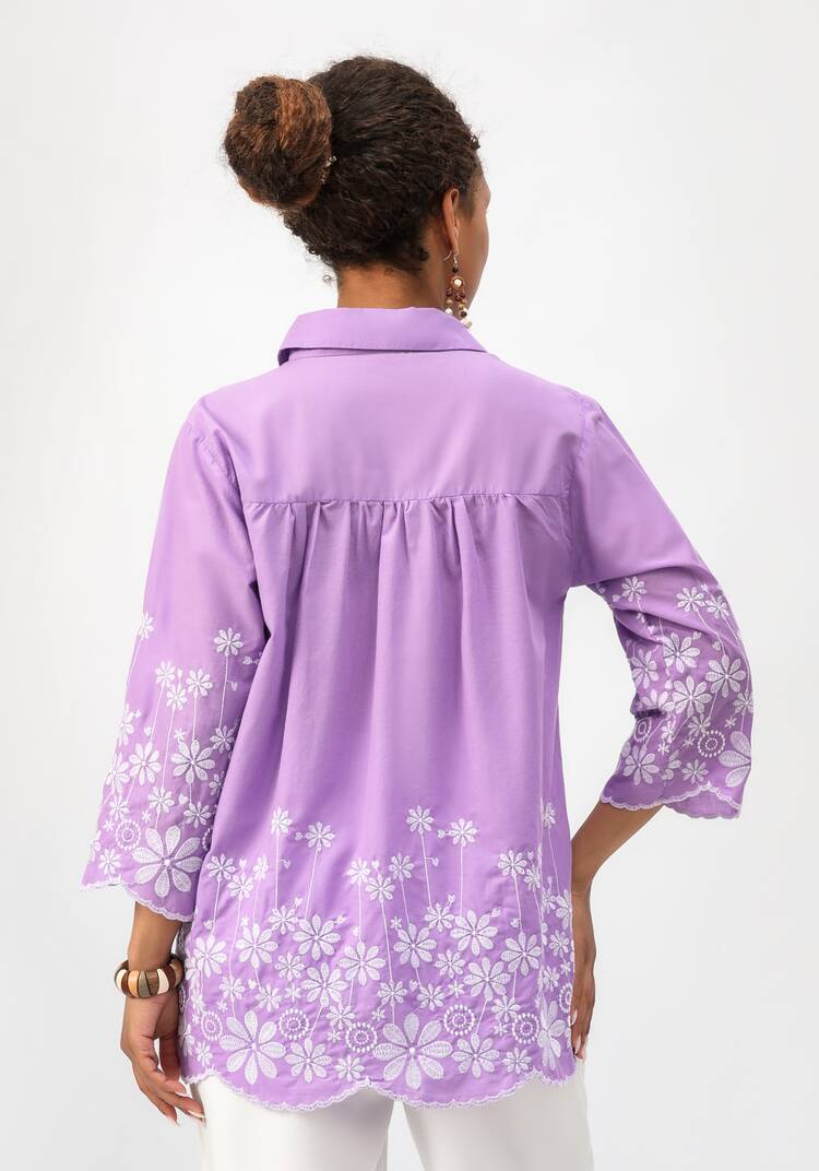 Блуза с цветочной вышивкой на пуговицах шир.  750, рис. 27